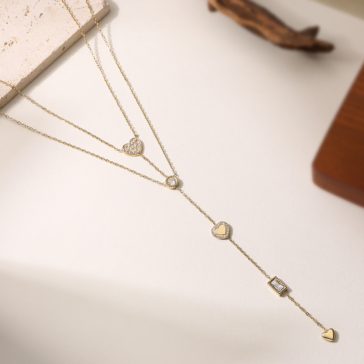 Golden Heart Lariat Necklace JLTN1989
