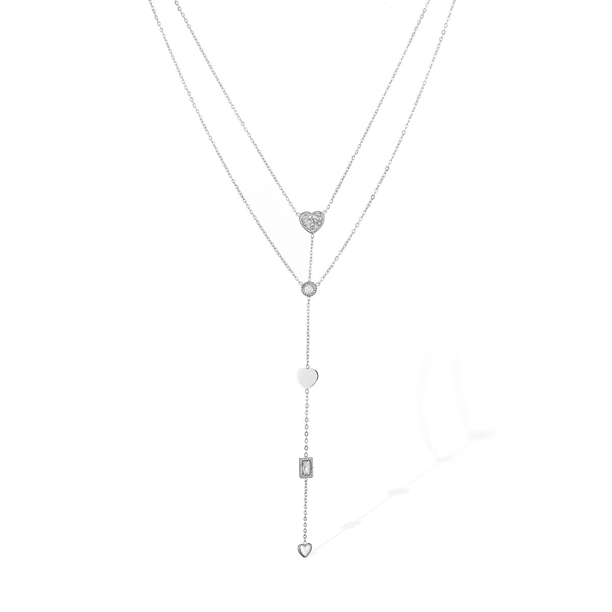 Silver Heart Lariat Necklace JLTN1990