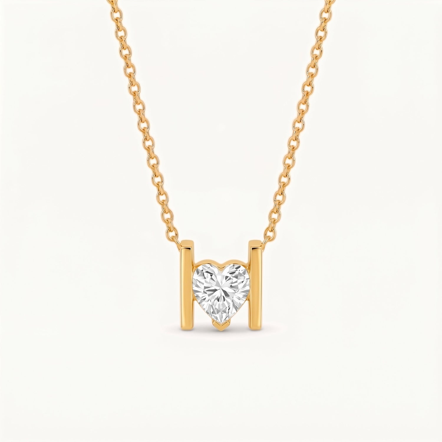 Gold Crystal Heart Pendant Necklace JLTN1994