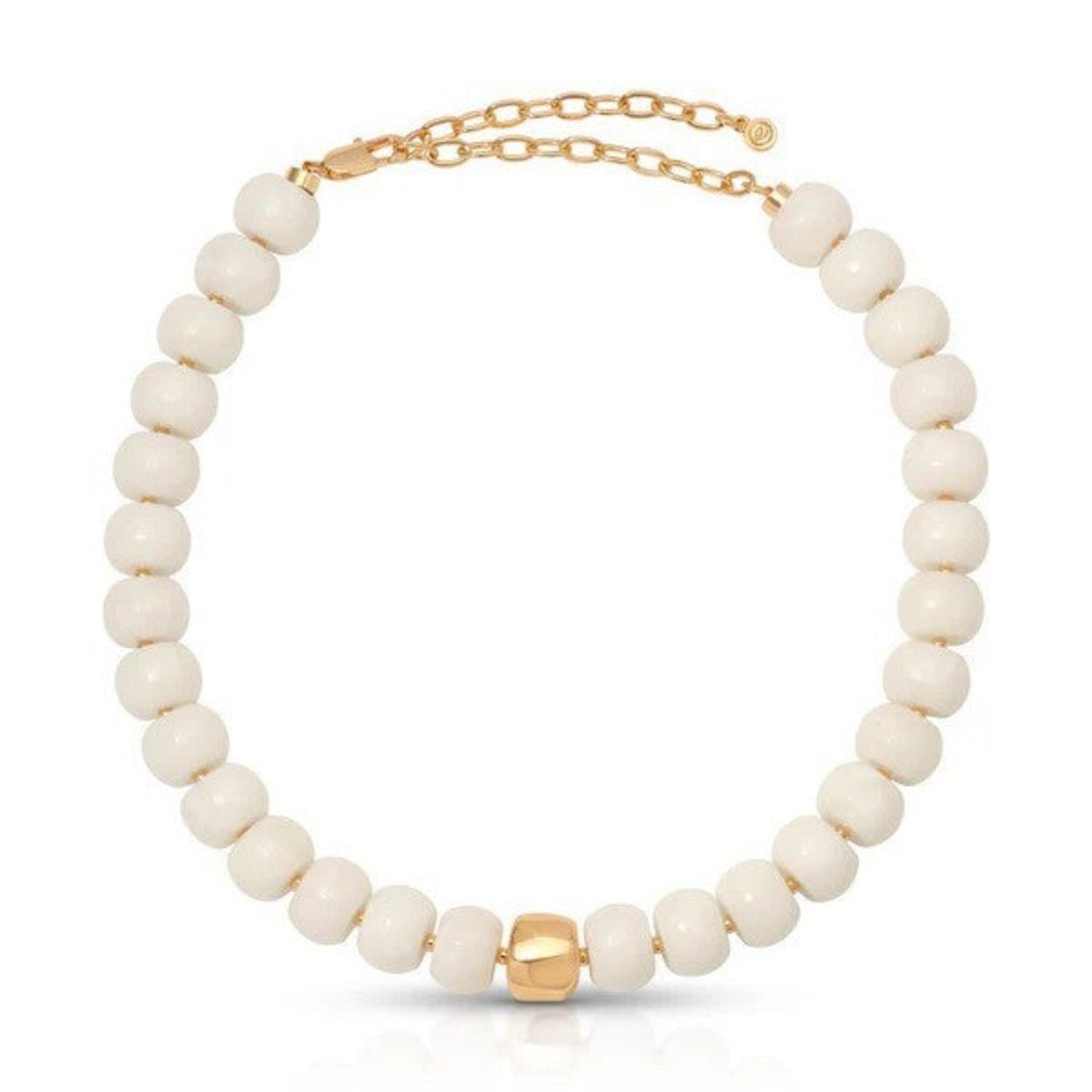 White Chunky Gold Bead Necklace JLTN1996