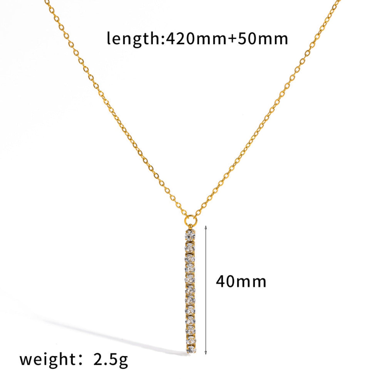 Gold Vertical Crystal Bar Necklace JLTN1999