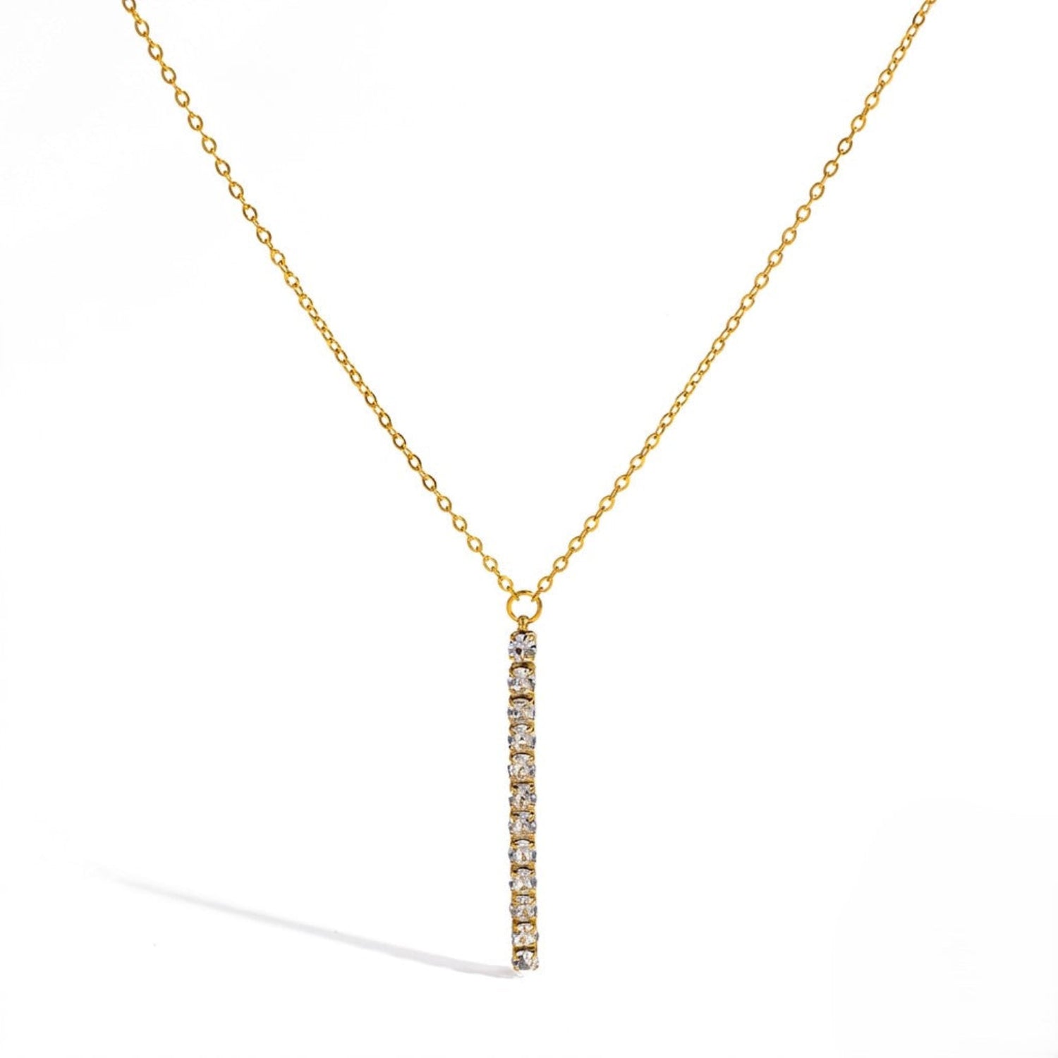 Gold Vertical Crystal Bar Necklace JLTN1999
