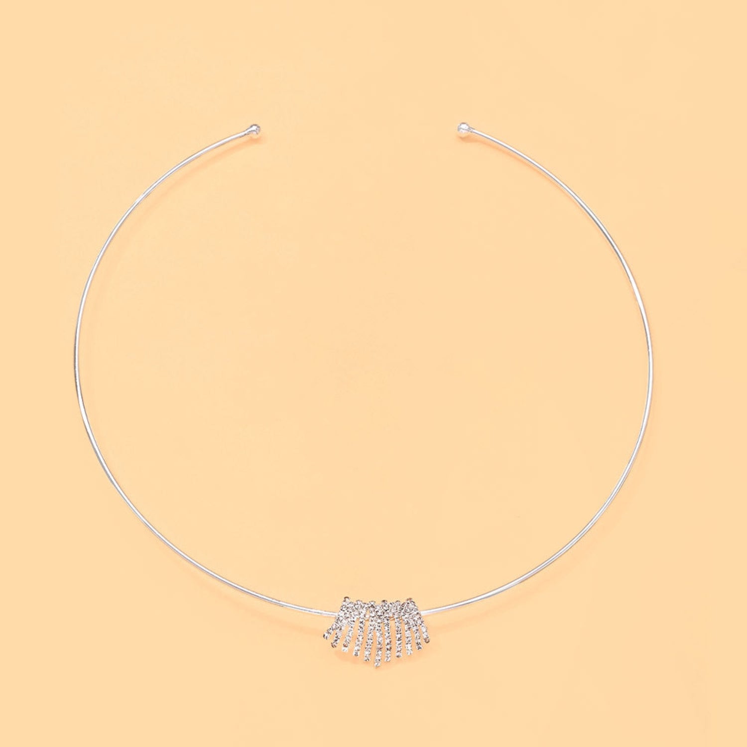 Silver Crystal Fringe Cuff Choker JLTN2004