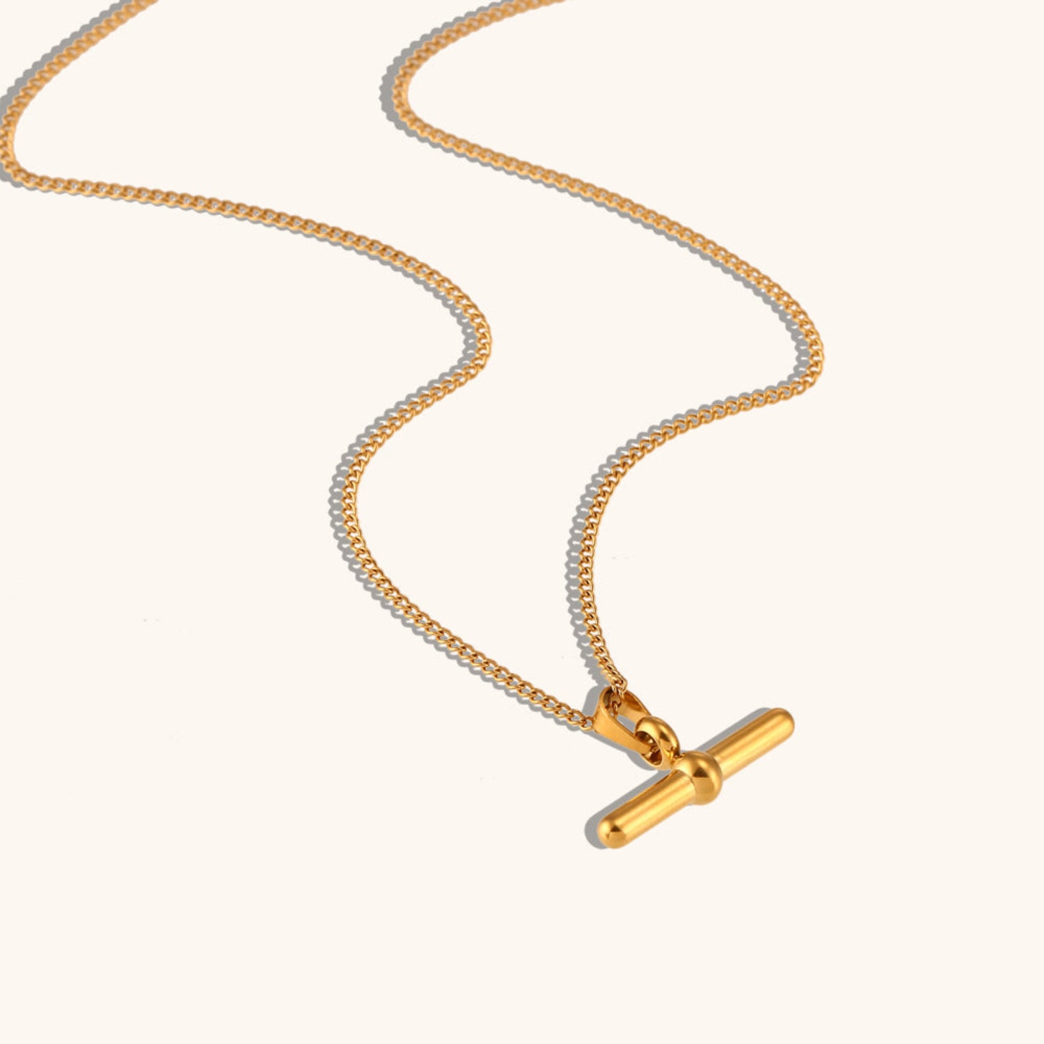 Gold Minimalist T-Bar Pendant Necklace JLTN2007