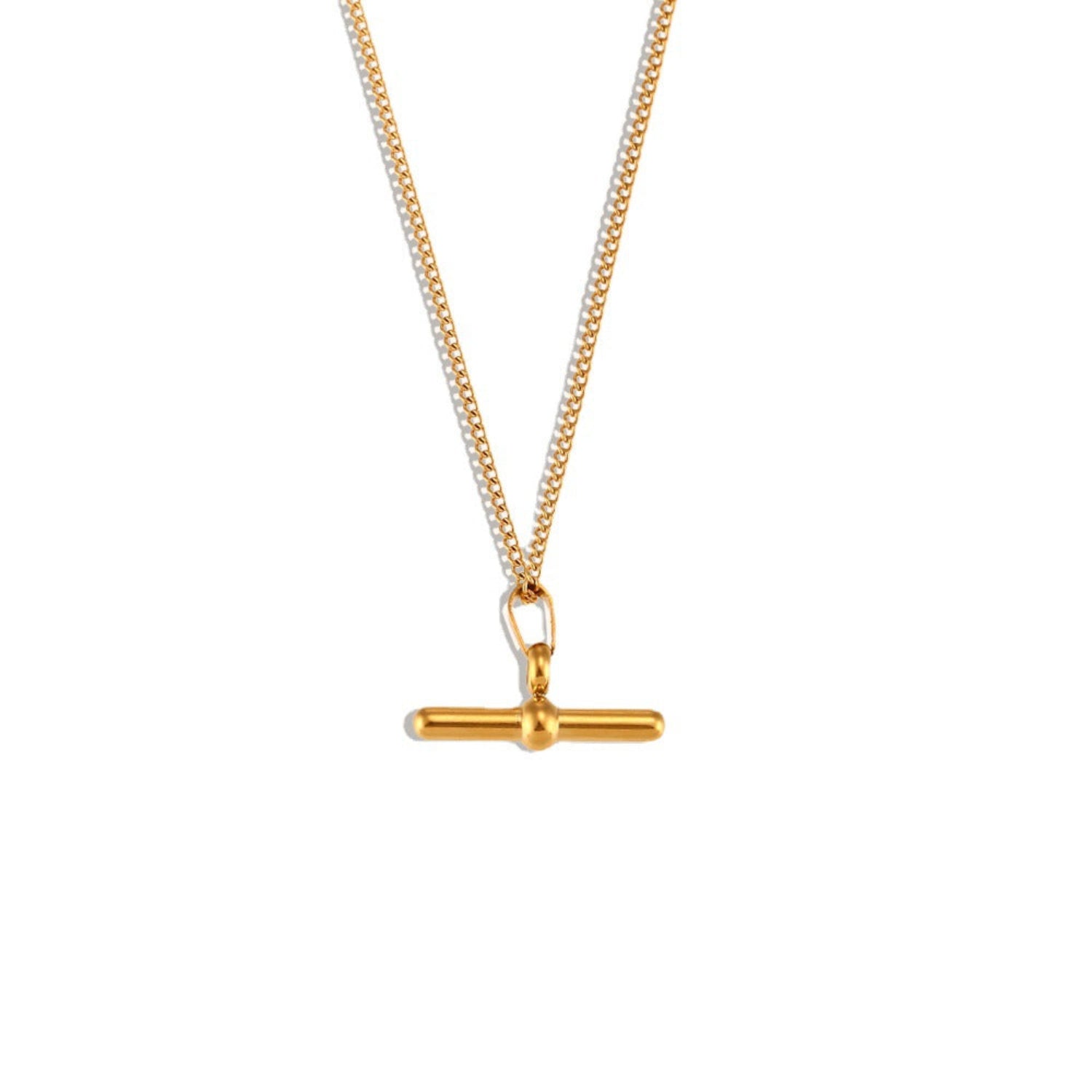 Gold Minimalist T-Bar Pendant Necklace JLTN2007