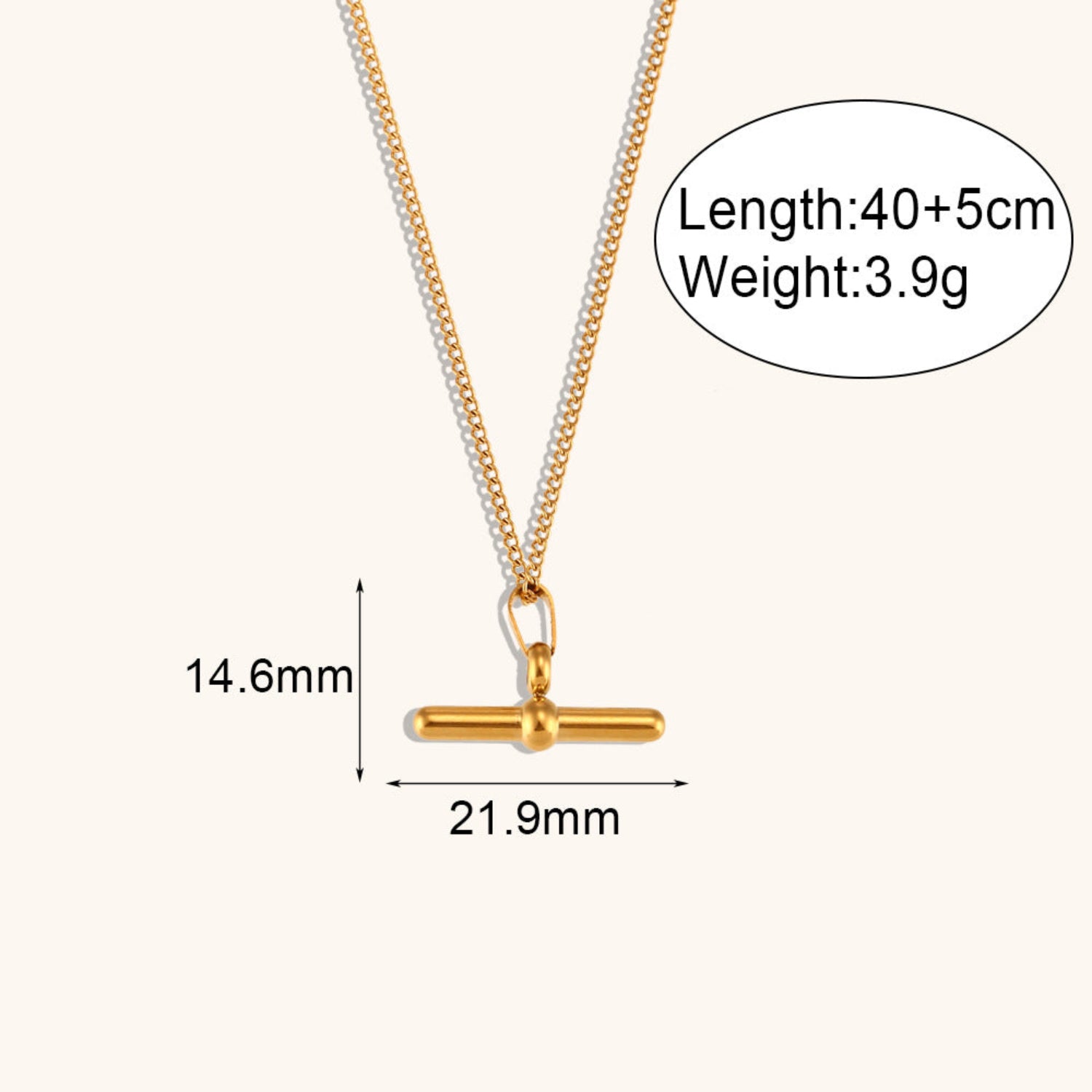 Gold Minimalist T-Bar Pendant Necklace JLTN2007