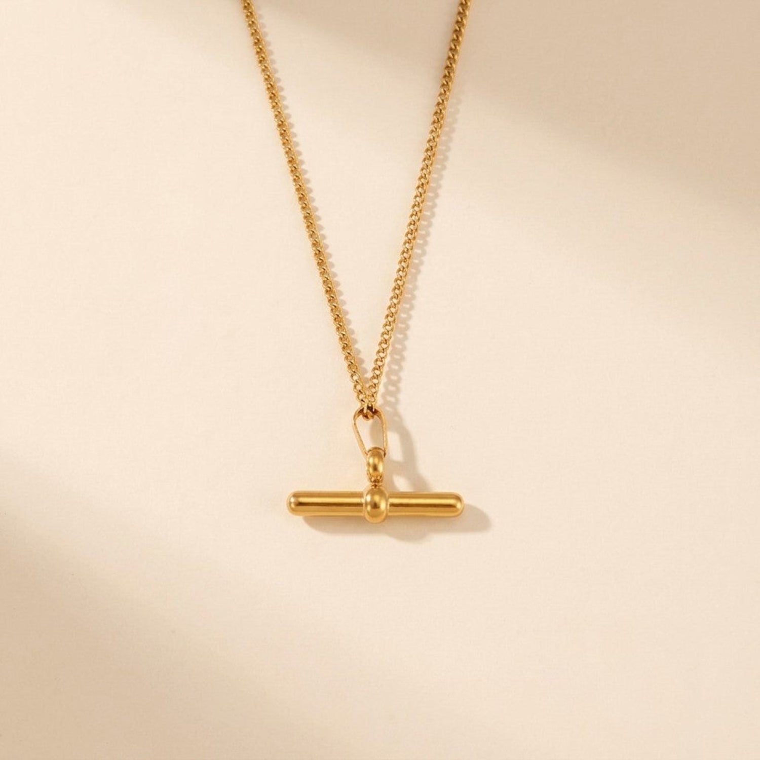Gold Minimalist T-Bar Pendant Necklace JLTN2007