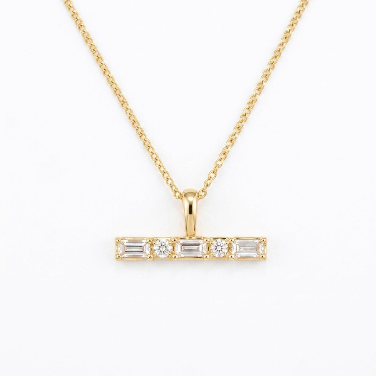 Gold Crystal Bar Pendant Necklace JLTN2010