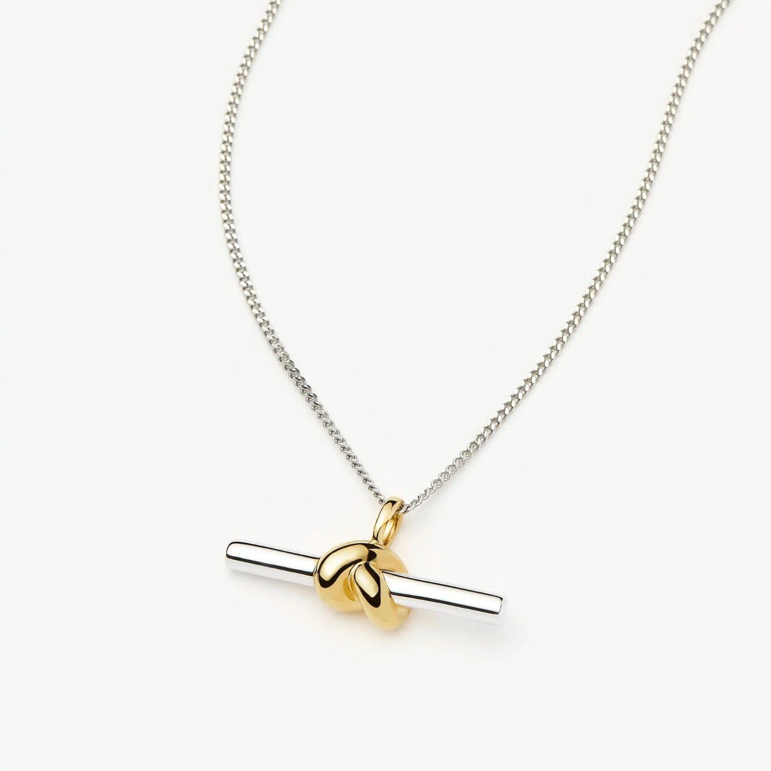 Two-Tone Silver Gold Knot Necklace JLTN2011