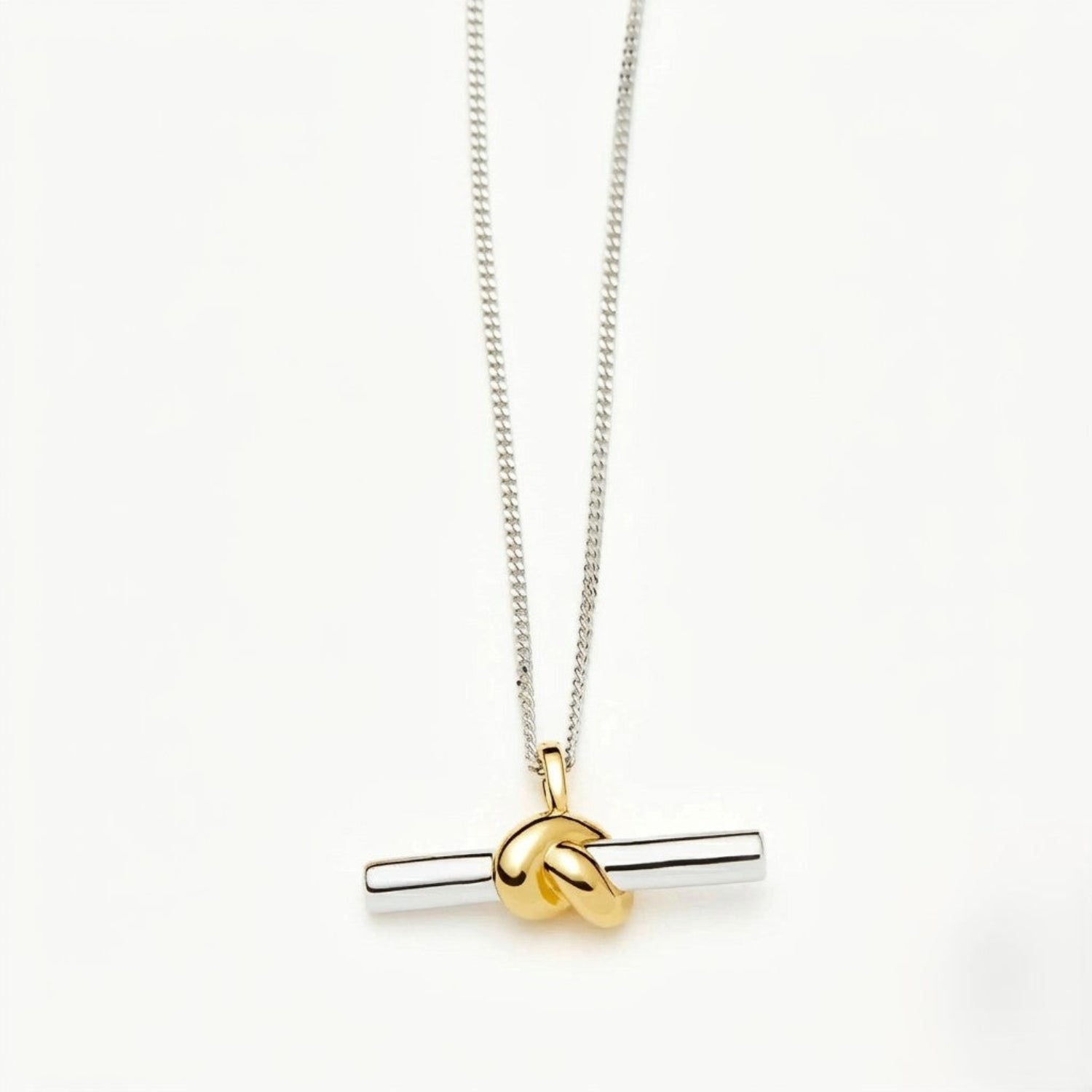 Two-Tone Silver Gold Knot Necklace JLTN2011