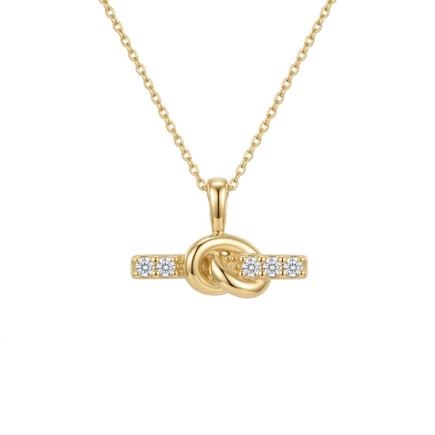 Gold Knot Crystal Bar Necklace JLTN2012