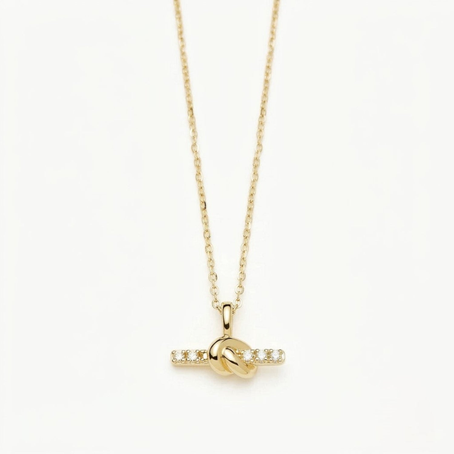 Gold Knot Crystal Bar Necklace JLTN2012