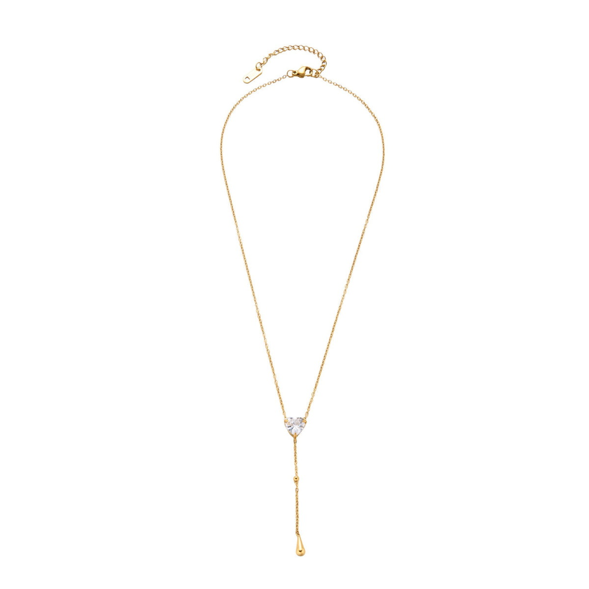Gold Crystal Heart Lariat Necklace JLTN2014