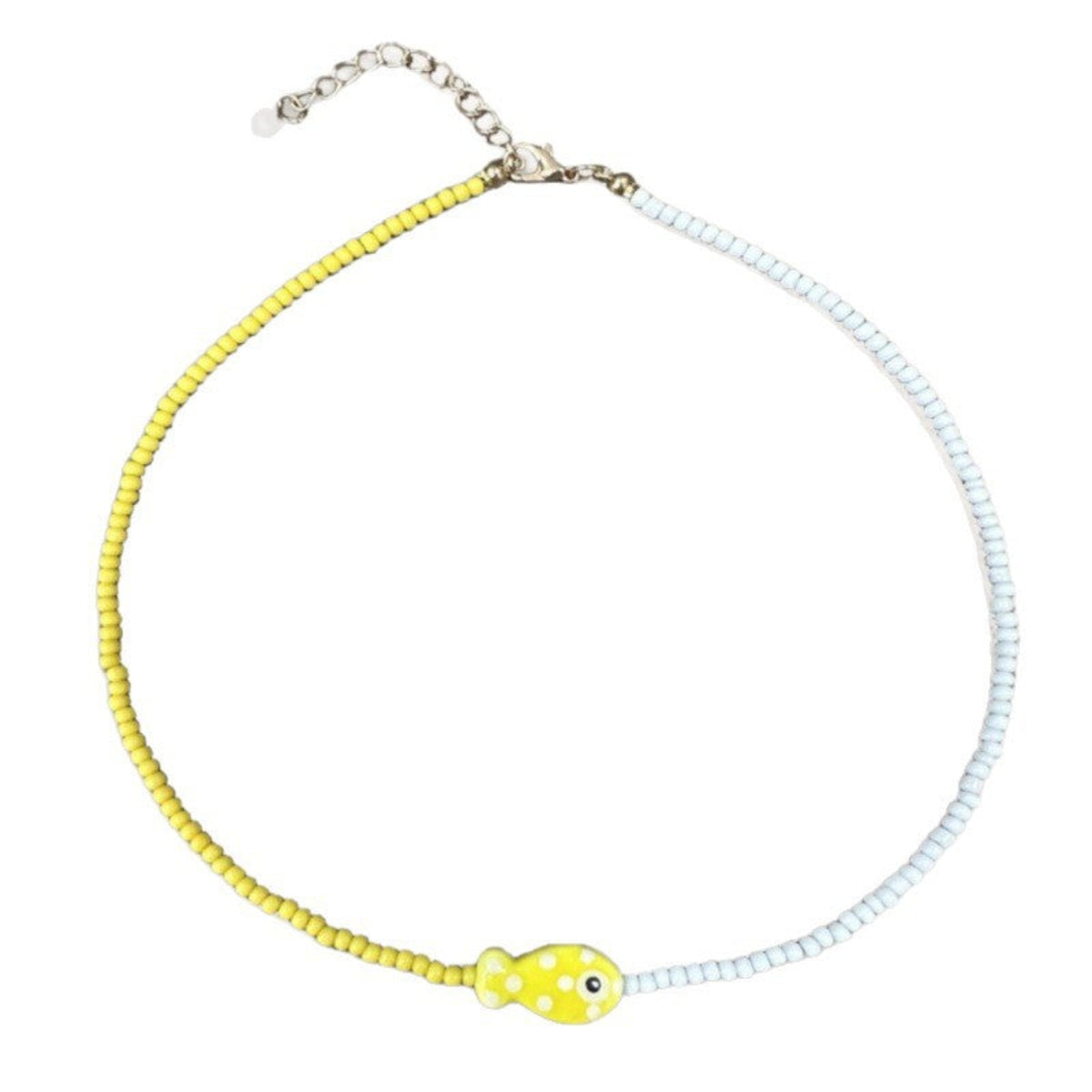 Yellow White Fish Beaded Choker JLTN2015