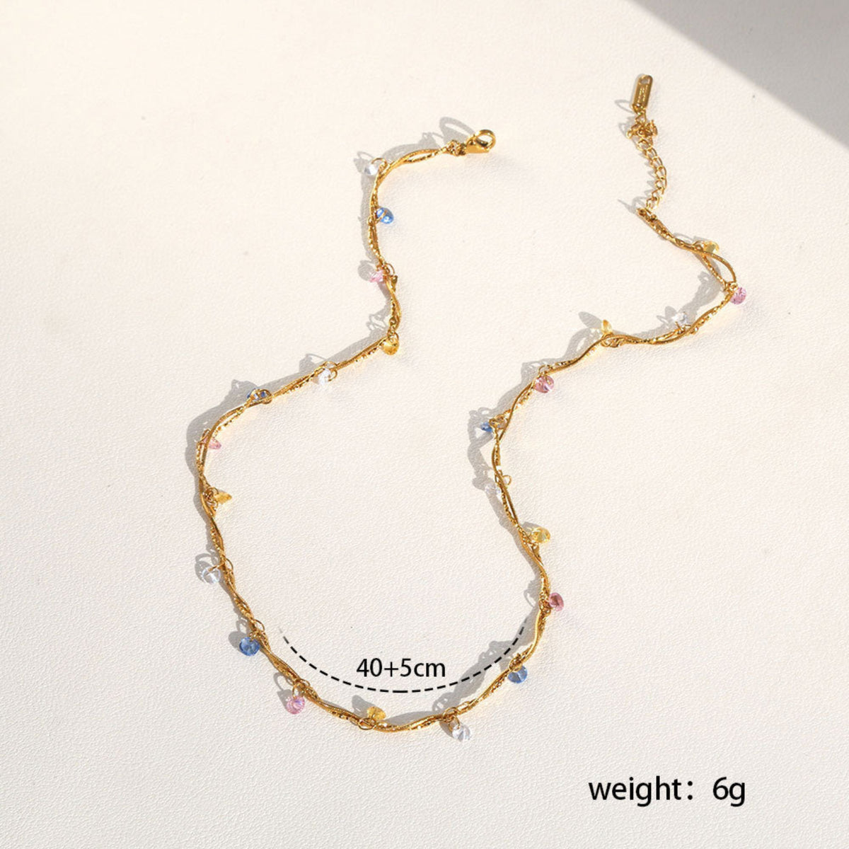 Gold Multicolor Crystal Station Necklace JLTN2021