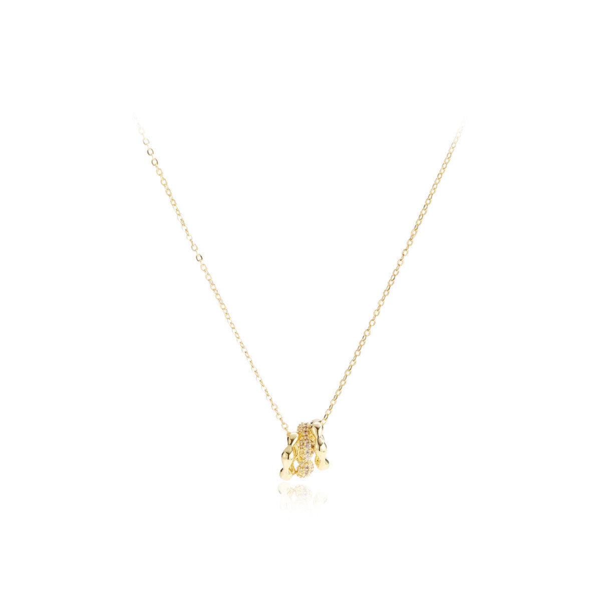 Gold Interlocking Ring Pendant Necklace JLTN2023