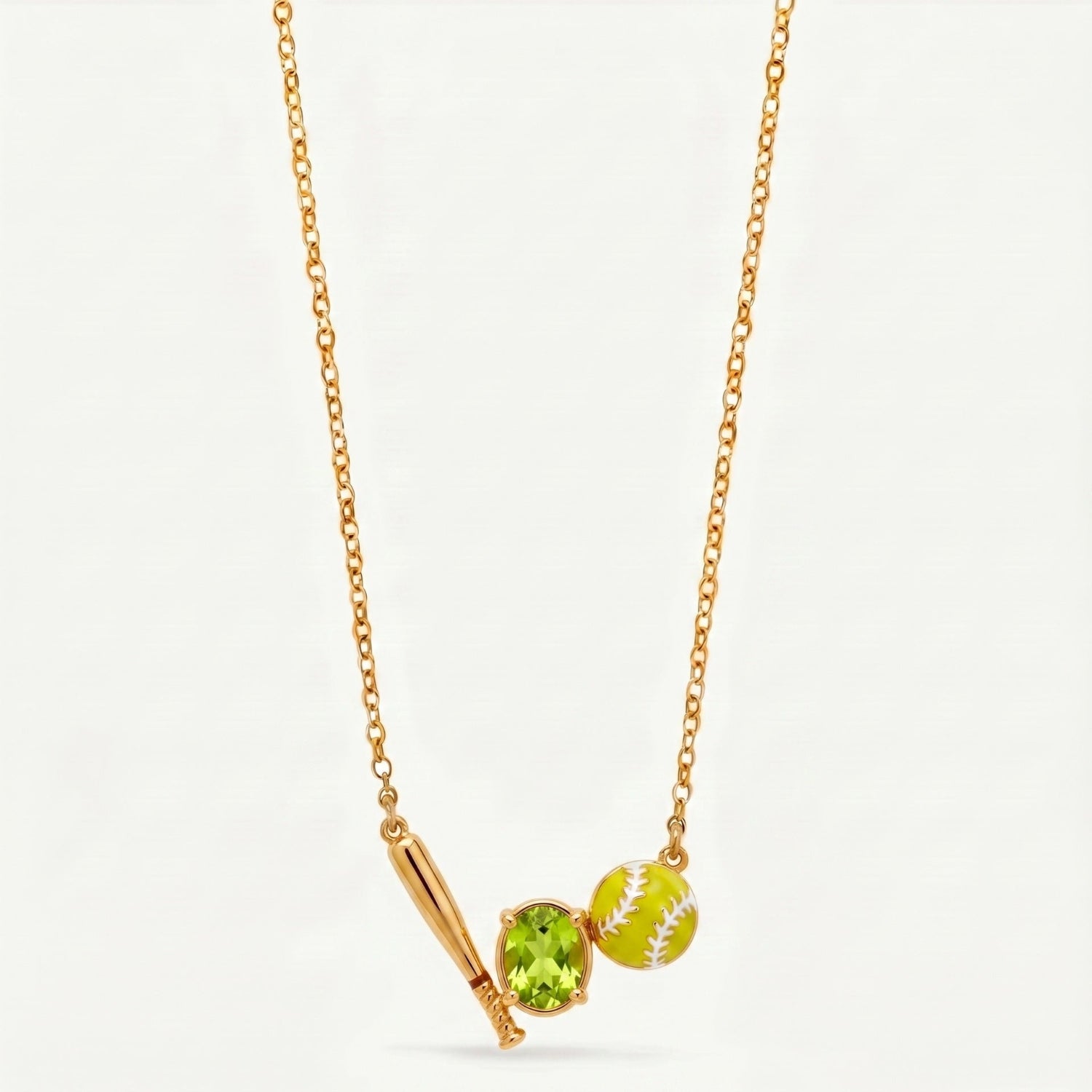 Gold Yellow Softball Charm Necklace JLTN2030