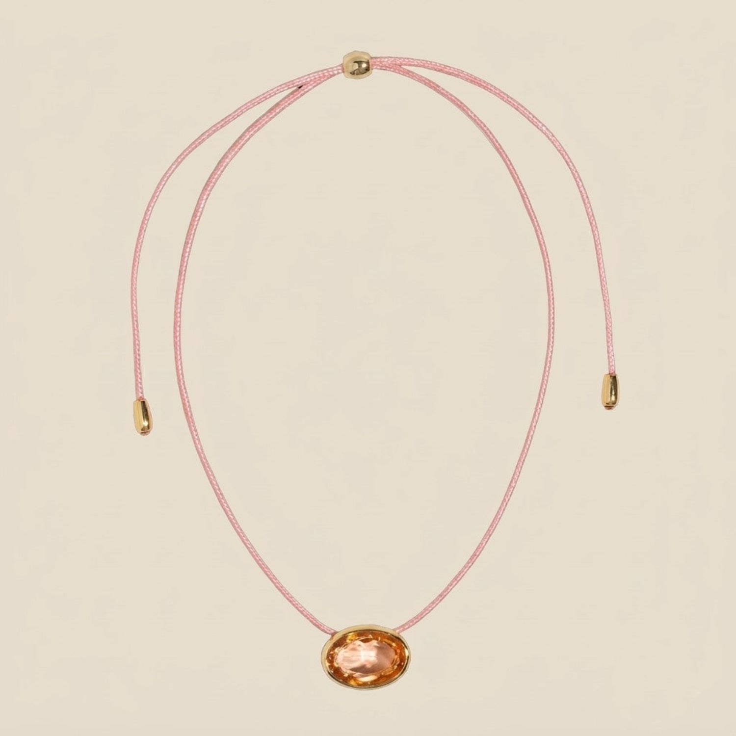 Pink Oval Crystal Boho Necklace JLTN2039
