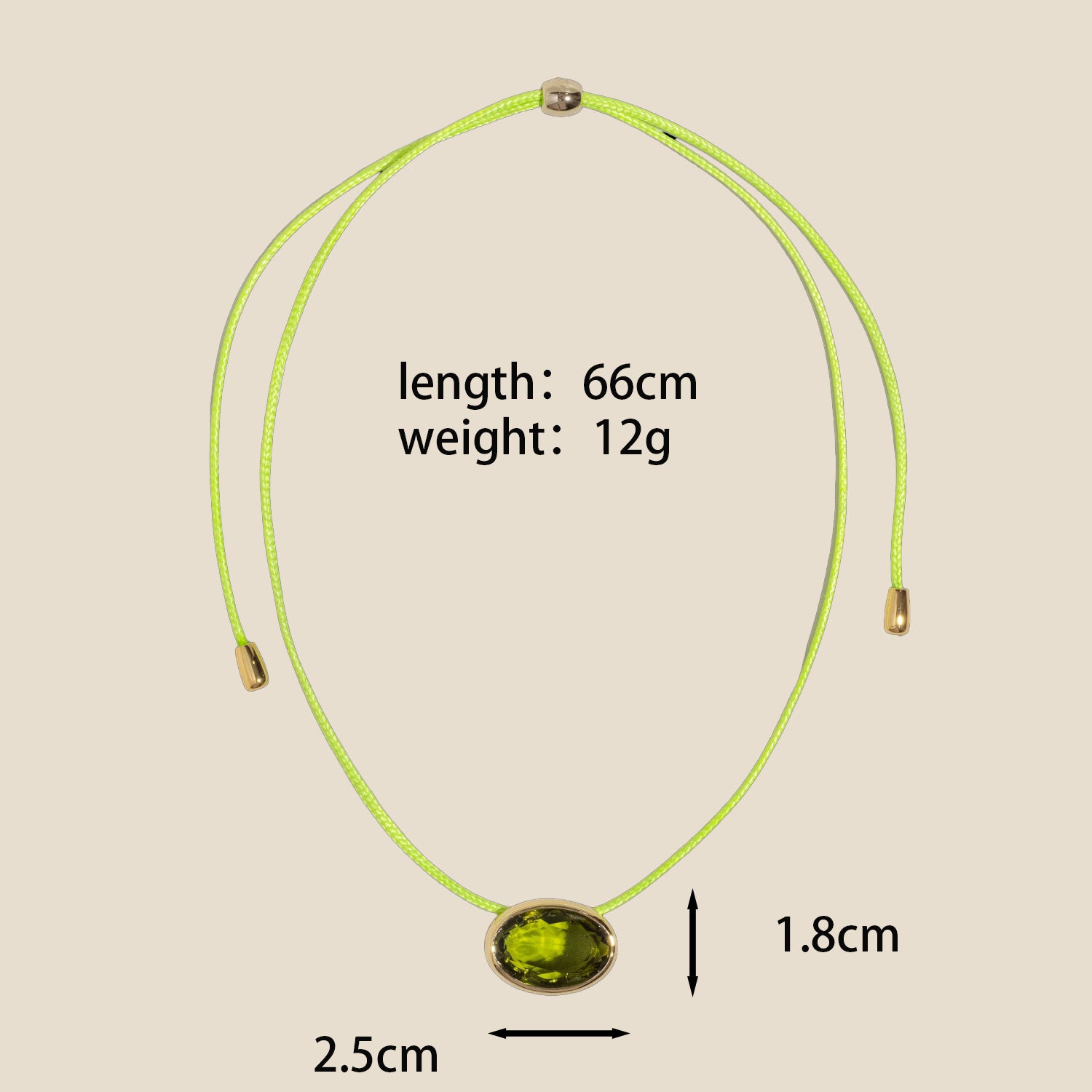 Green Oval Crystal Boho Necklace JLTN2040