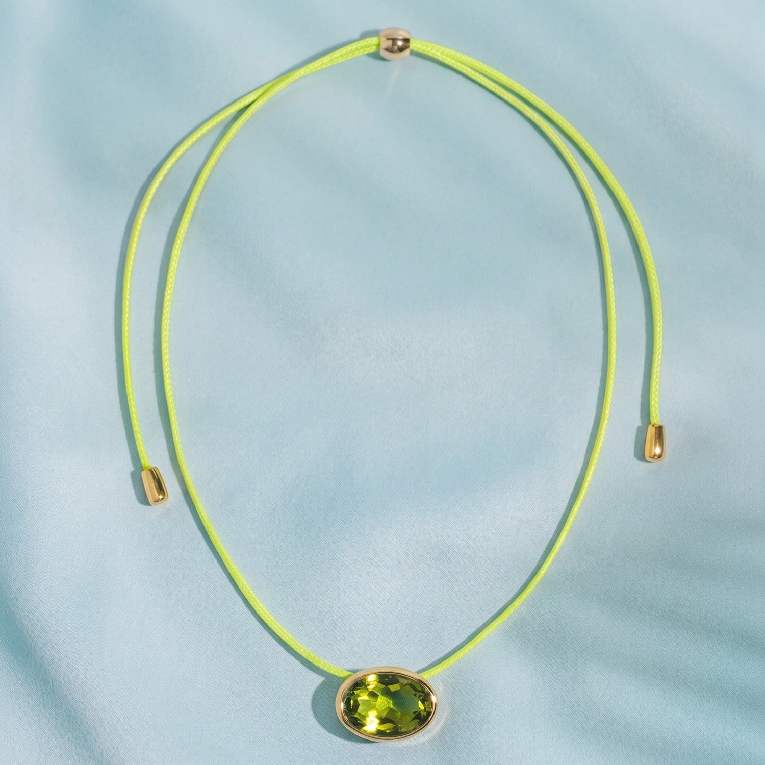 Green Oval Crystal Boho Necklace JLTN2040