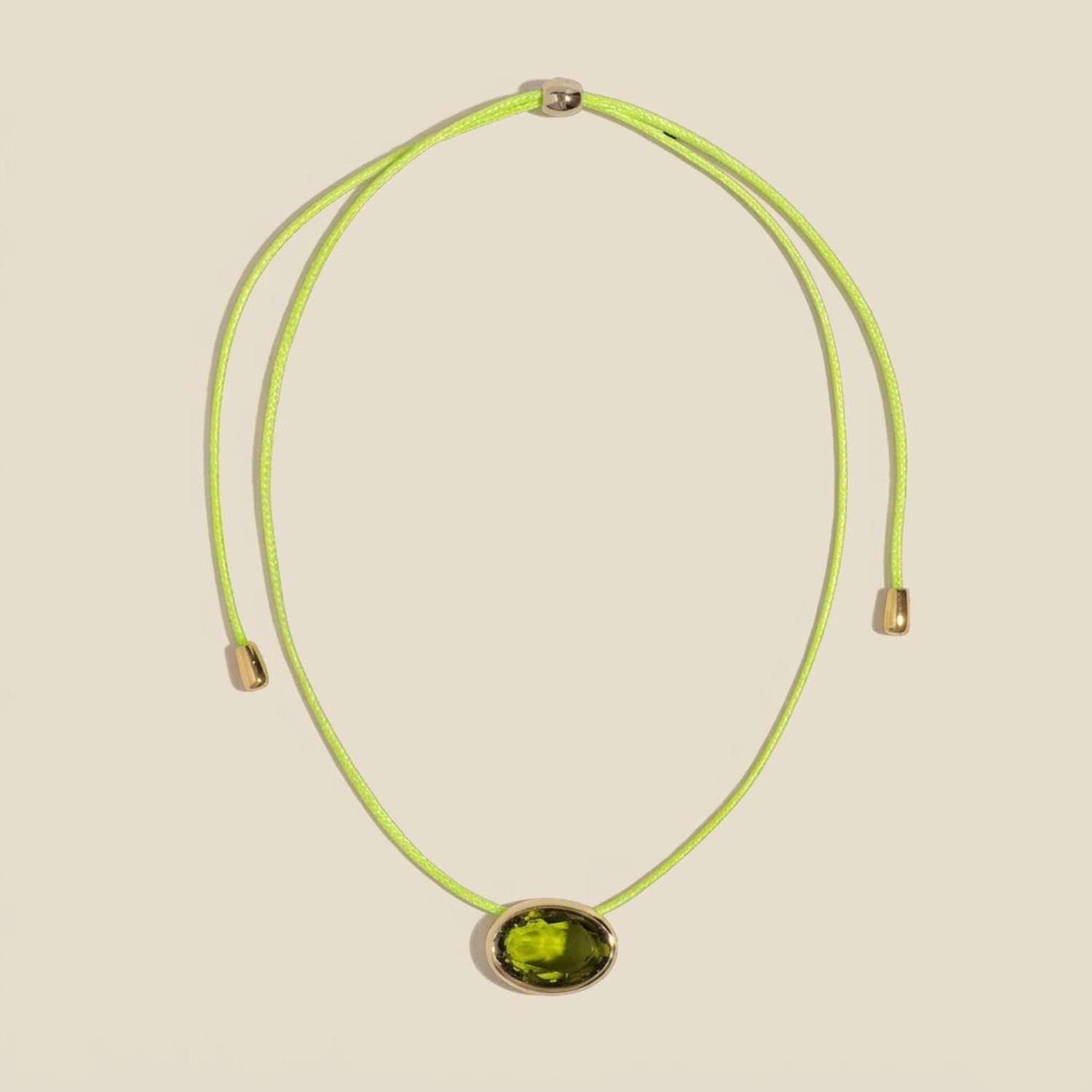 Green Oval Crystal Boho Necklace JLTN2040