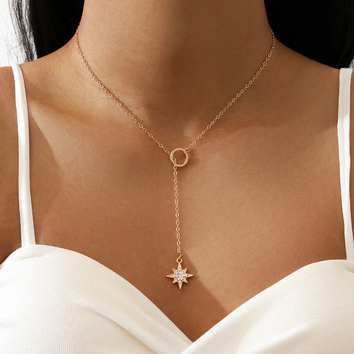 Golden Minimal Star Drop Necklace JLTN2043