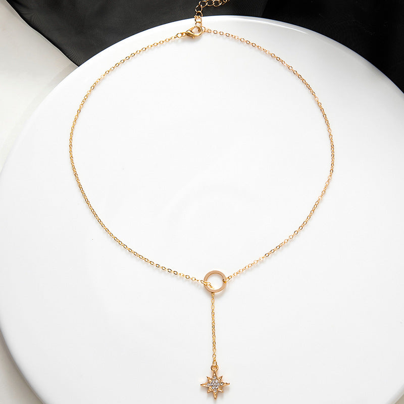 Golden Minimal Star Drop Necklace JLTN2043