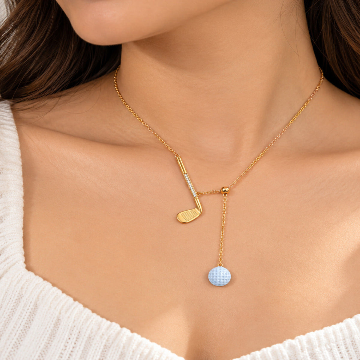 Gold Blue Music Note Necklace JLTN2046