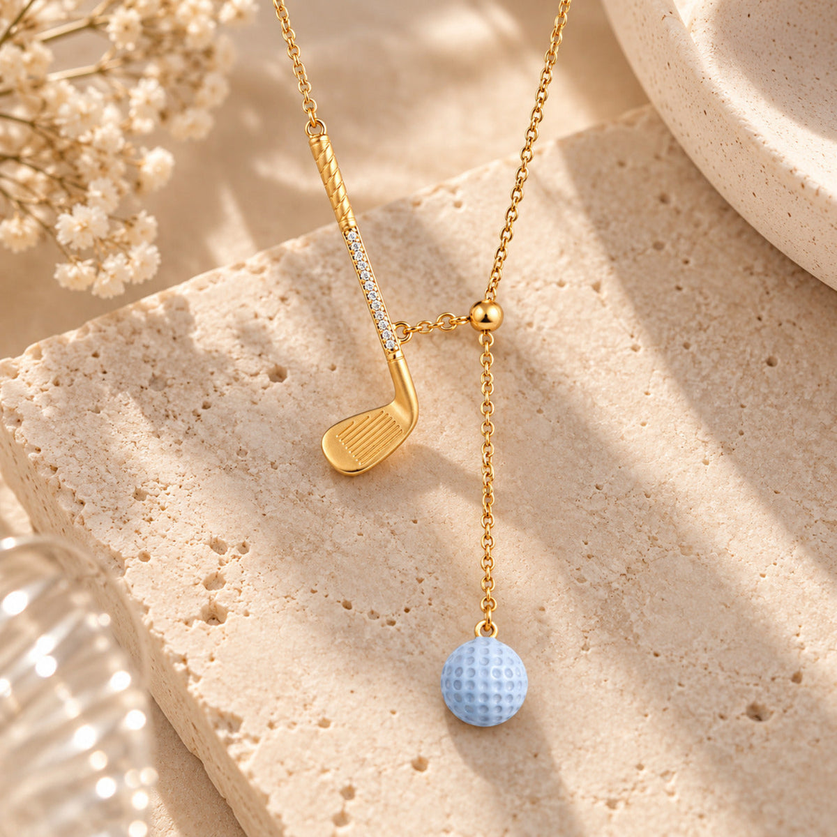 Gold Blue Music Note Necklace JLTN2046