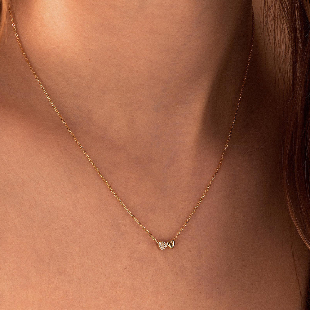 Gold Heart Crystal Layered Necklace JLTN2050
