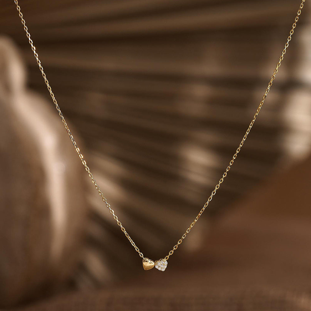 Gold Heart Crystal Layered Necklace JLTN2050