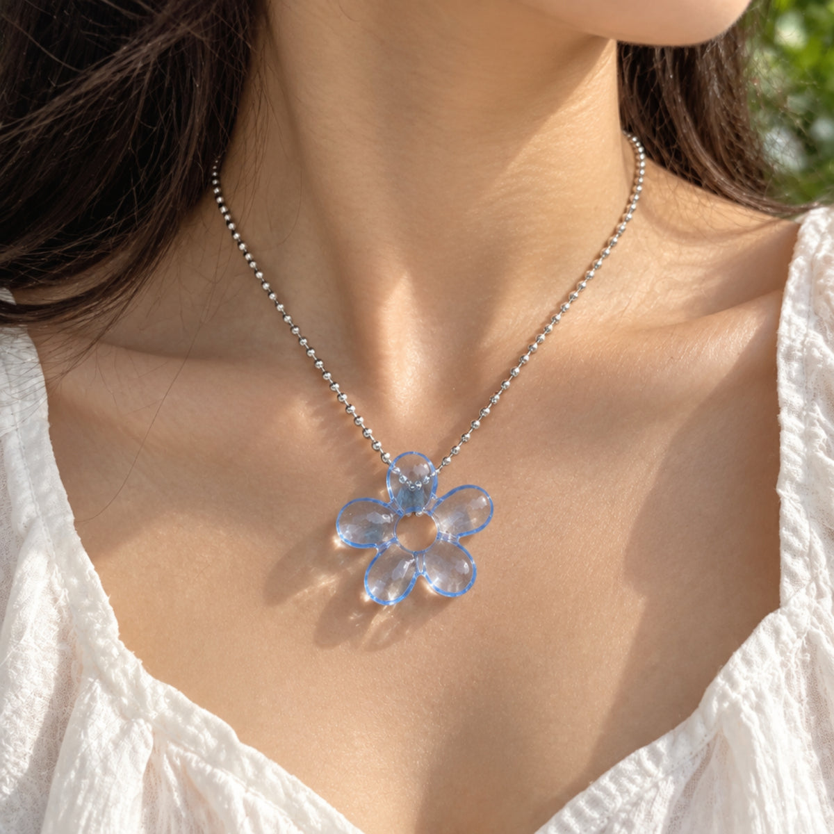 Blue Floral Statement Necklace JLTN2054