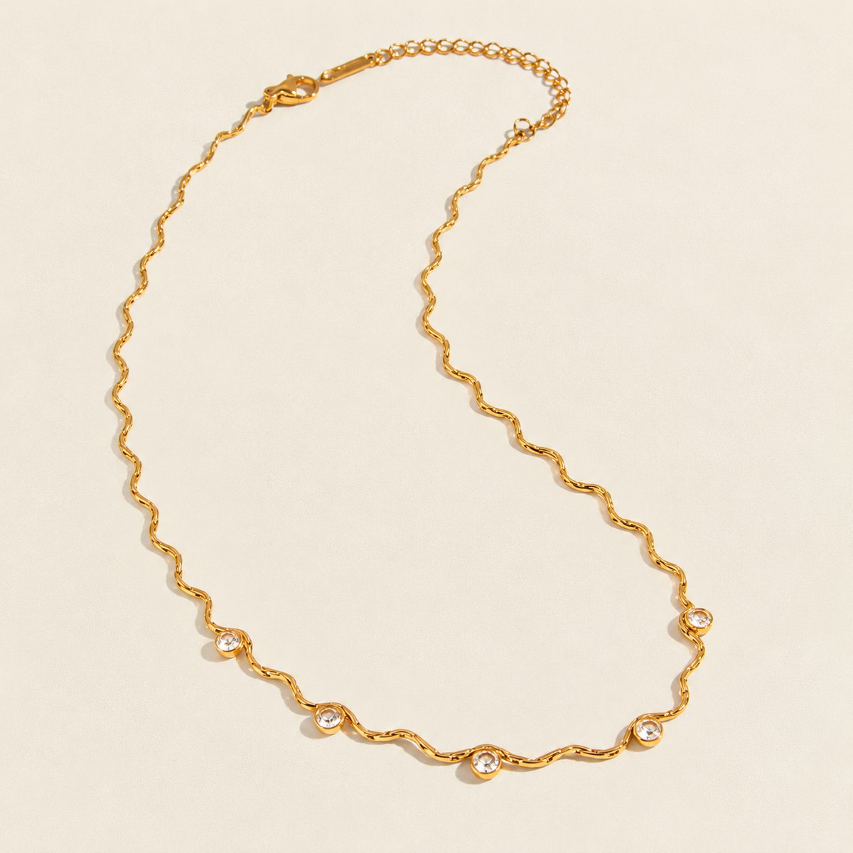 Gold Wavy Chain Minimal Necklace JLTN2056