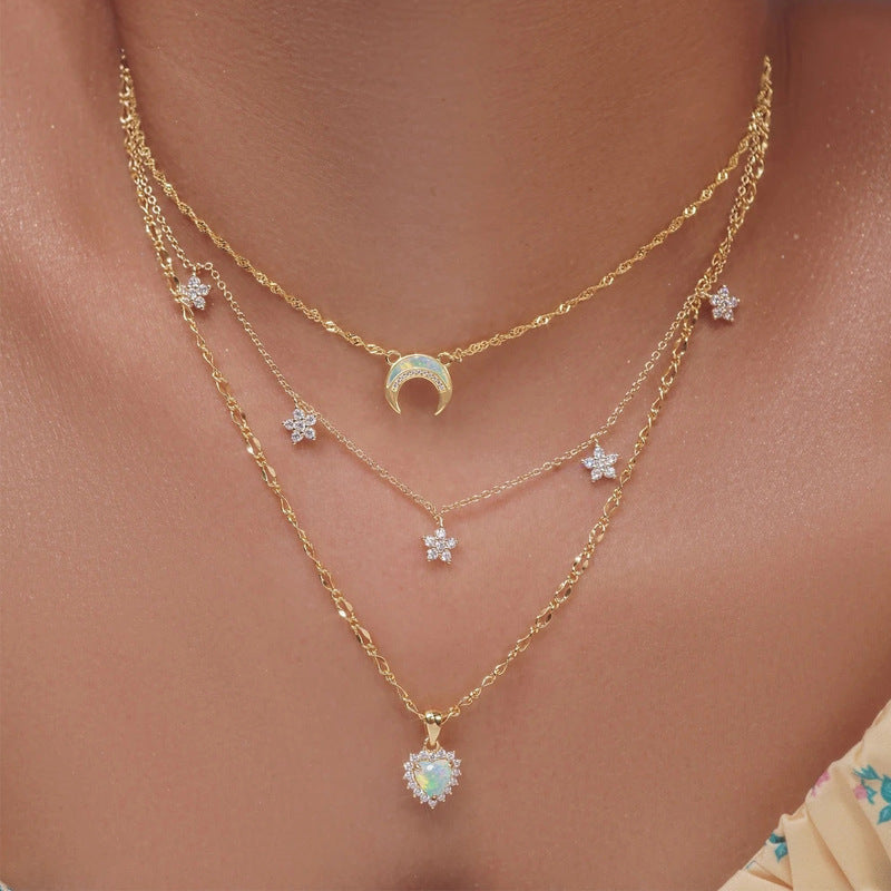 Gold Crystal Layered Necklace JLTN2060