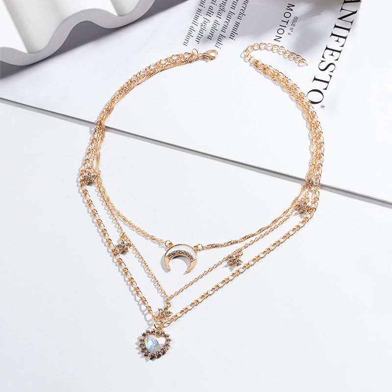 Gold Crystal Layered Necklace JLTN2060