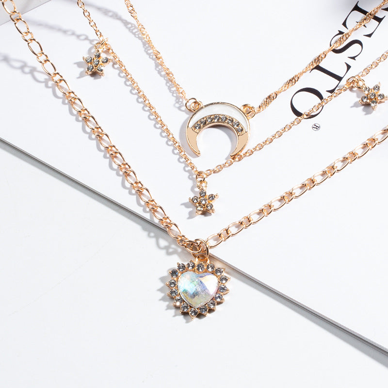 Gold Crystal Layered Necklace JLTN2060