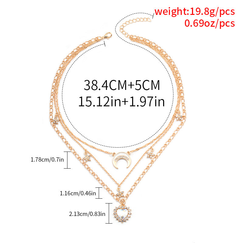 Gold Crystal Layered Necklace JLTN2060