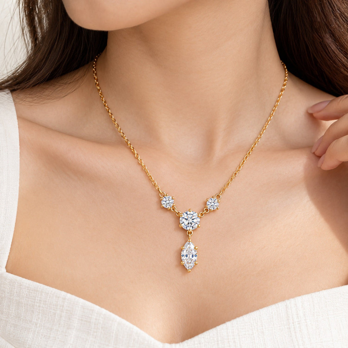 Silver Crystal Floral Necklace JLTN2063