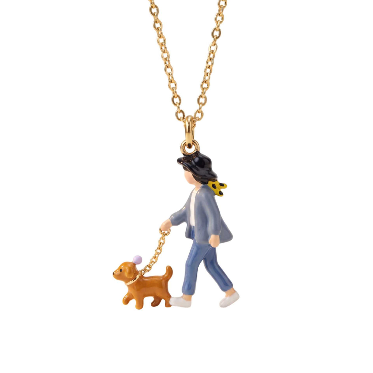 Gold Dog Walker Charm Necklace JLTN2068