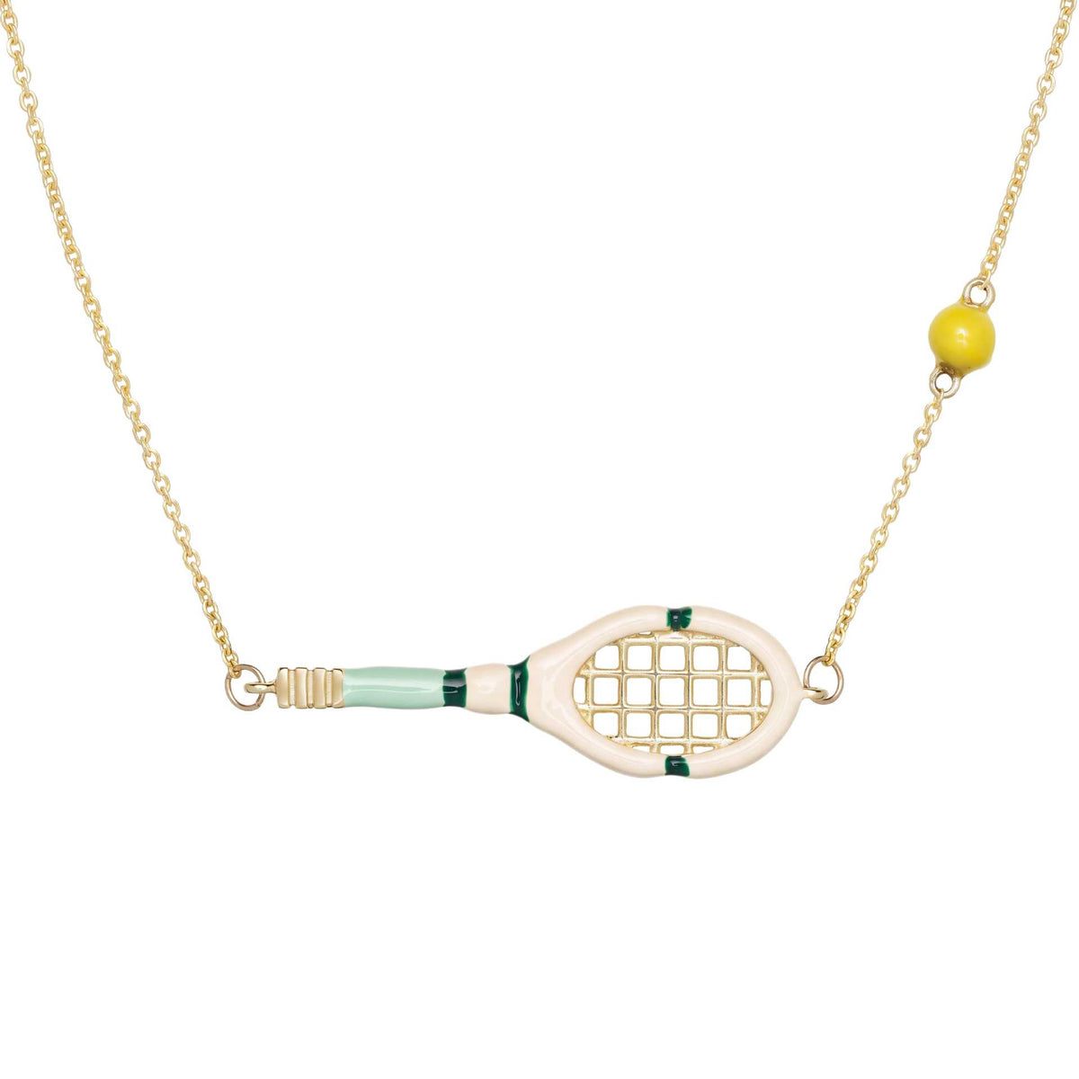 Gold Tennis Racket Necklace JLTN2069