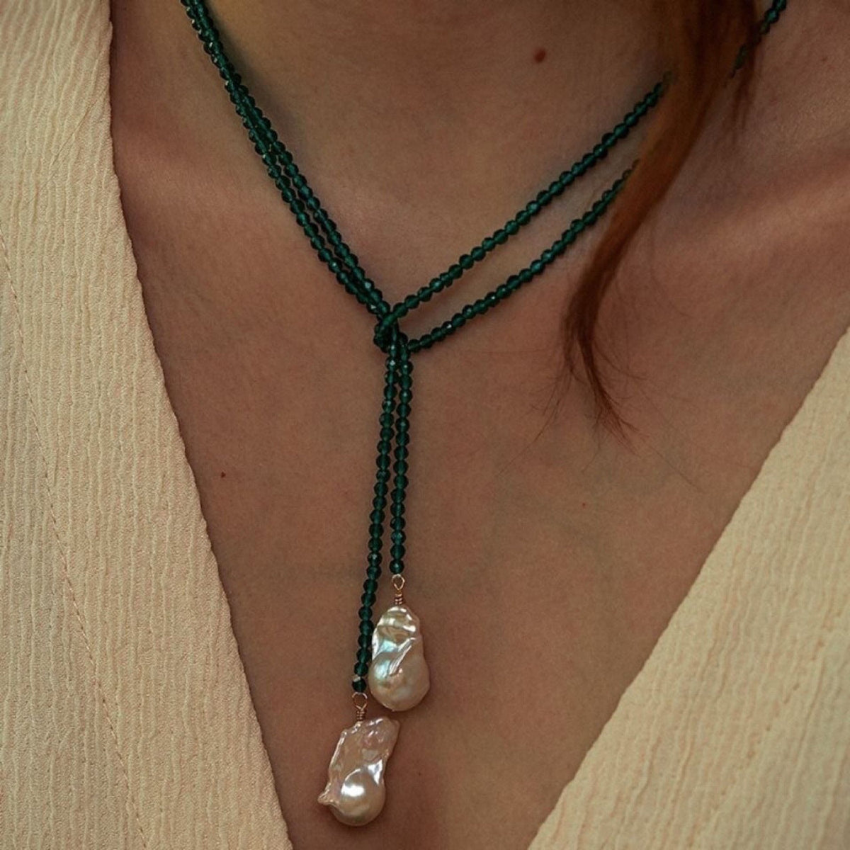 Green Pearl Cord Necklace JLTN2075