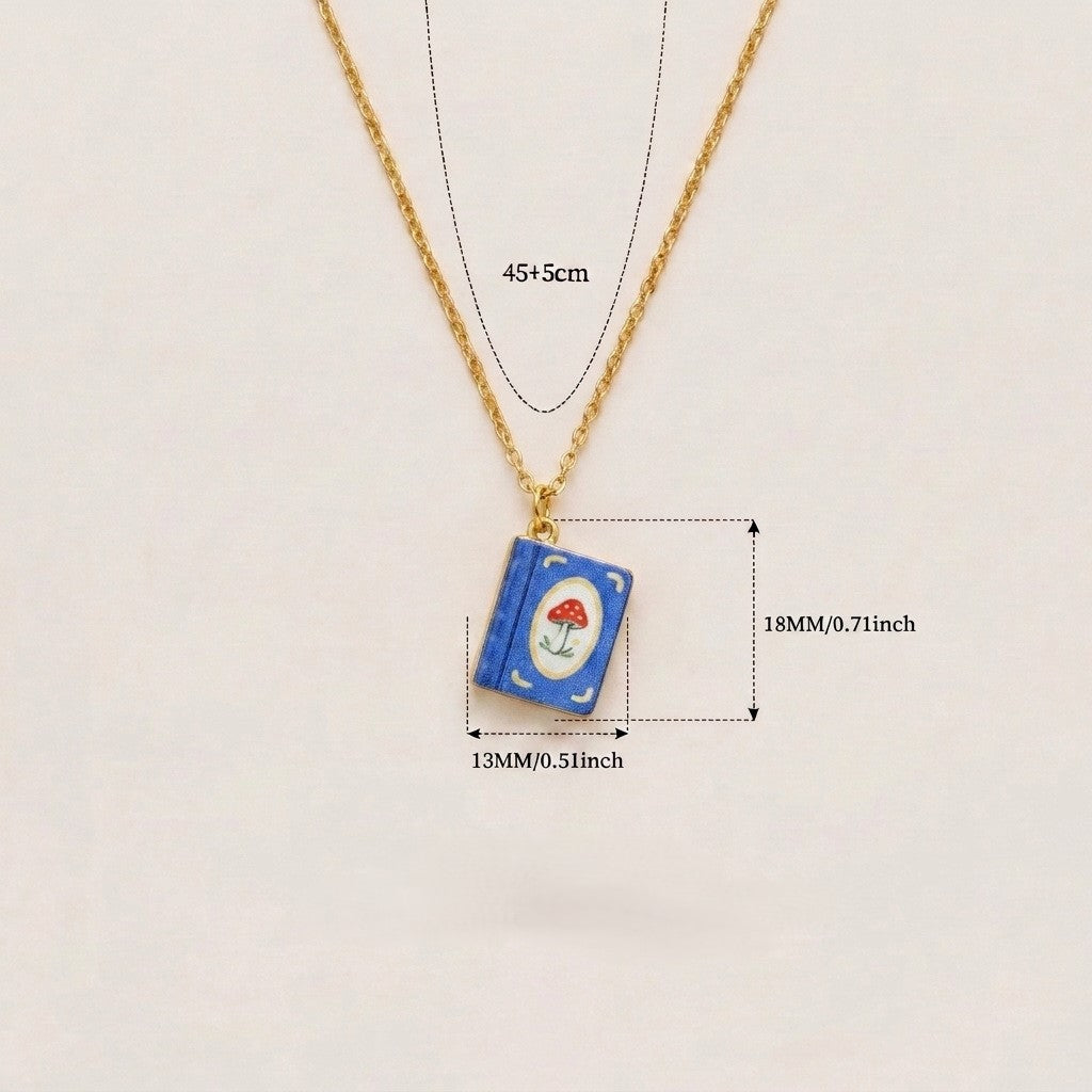 Gold Blue Book Charm Necklace JLTN2077
