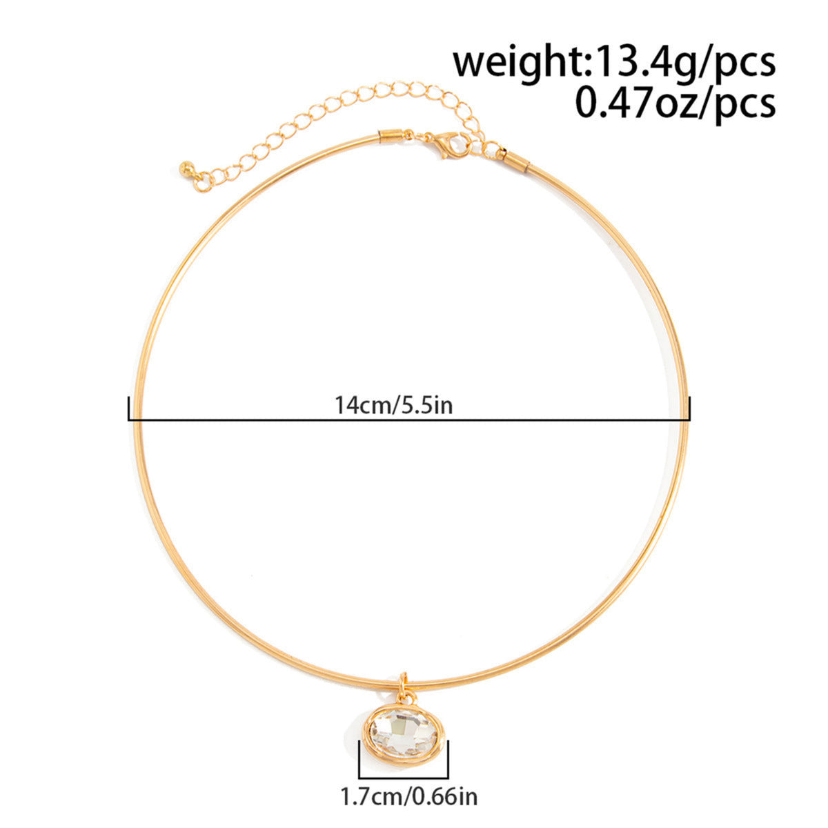 Golden Oval Crystal Pendant Choker JLTN2078