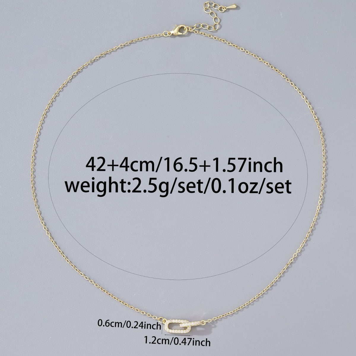 Gold Geometric Crystal Open-Link Pendant Necklace JLTN2081