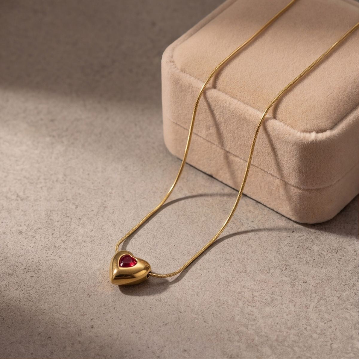 Ruby Red Heart Pendant Necklace JLTN2083