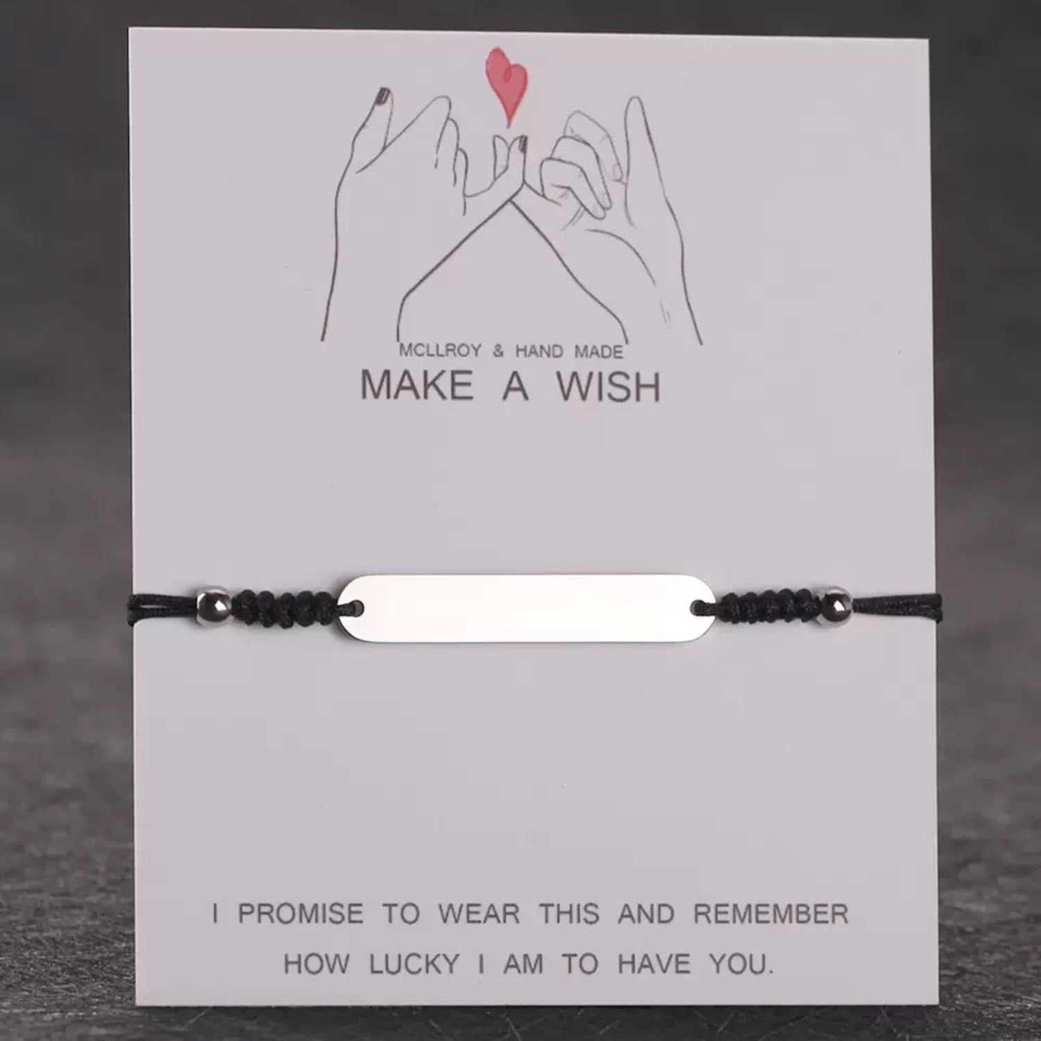 PERSONALIZED ENGRAVED NAME BLACK BRACELET JLTNE0015