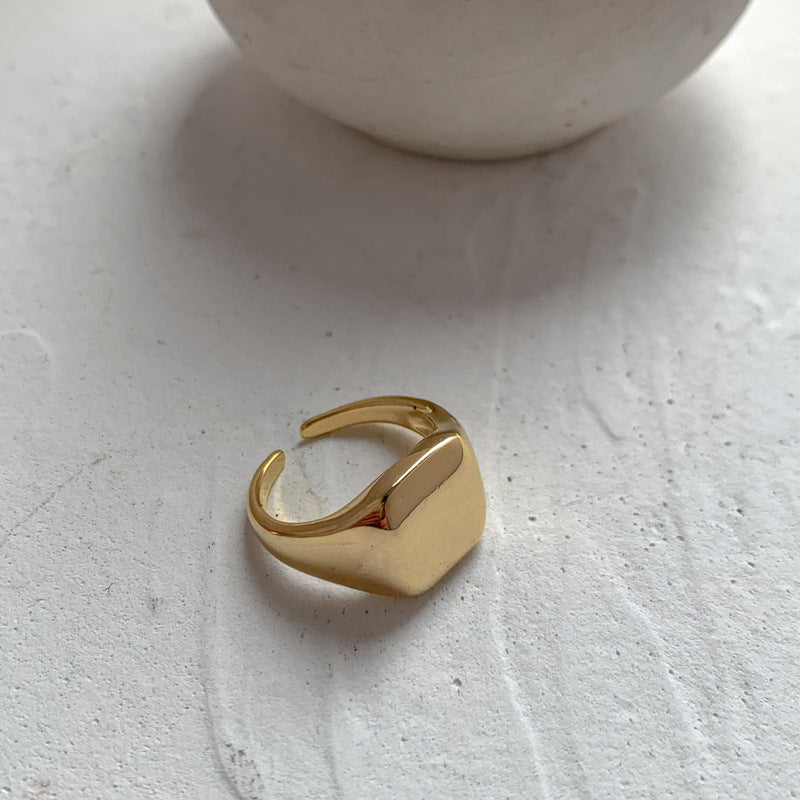 Trendz Square Geometric Metal Gold Ring JLTR0365