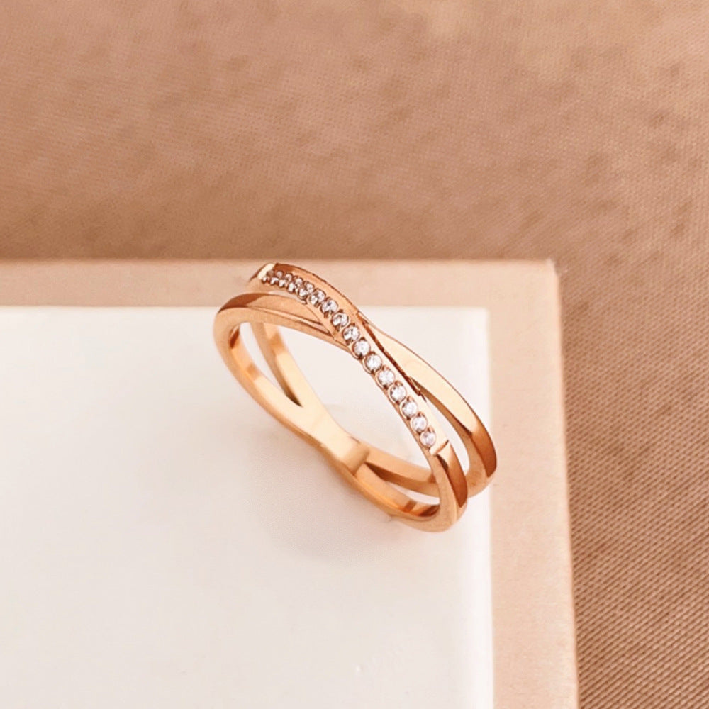 Elegant Crossover Rose-Gold Ring  JLTR0464