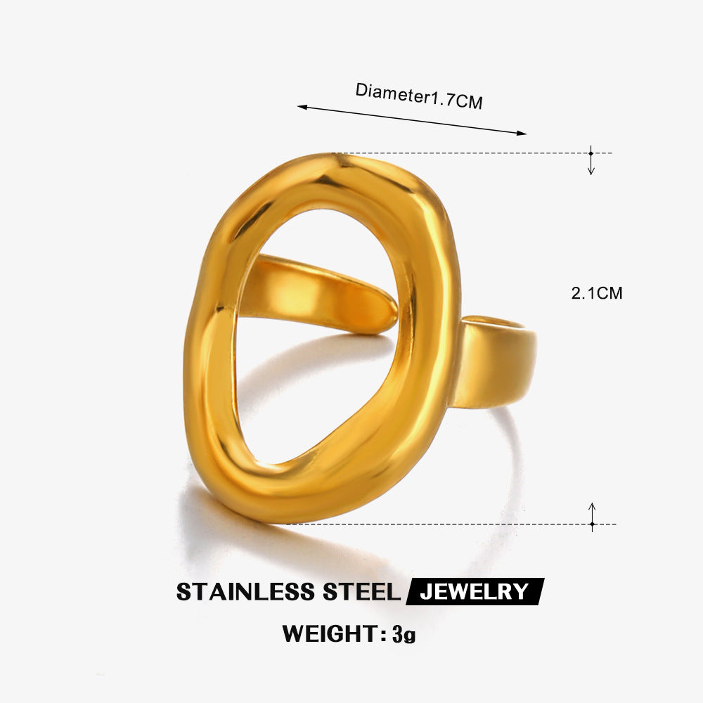 Artistic Gold Ring with Contemporary Open Circle Design JLTR0466