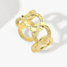 Bold Gold Textured Chain Ring JLTR0475